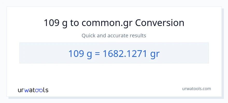 109 Gramo patungong Grs na conversion