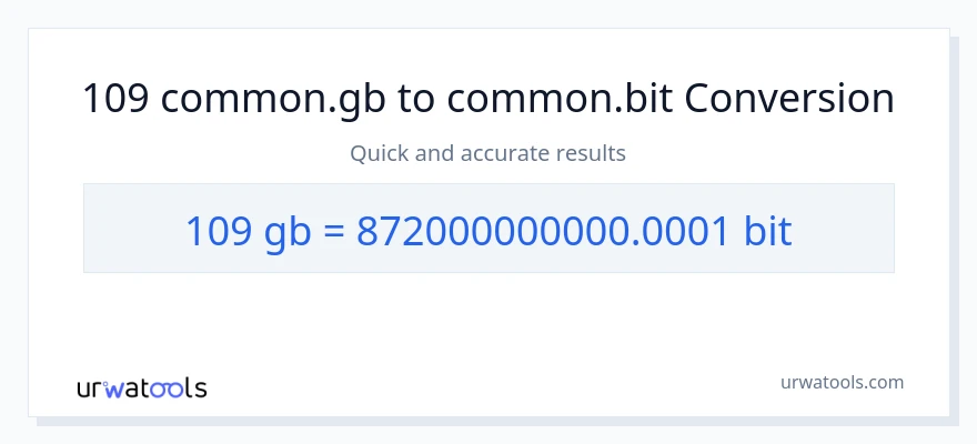 109 Gigabytes patungong Bits na conversion