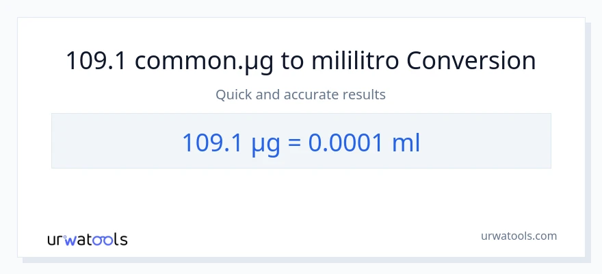 109.1 mga mikrogramo patungong mga mililitro na conversion