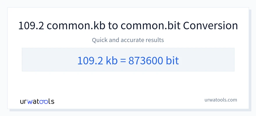 109.2 Kilobytes 到 Bits 轉換