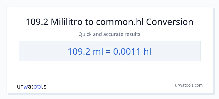 109.2 mga mililitro patungong Hls na conversion