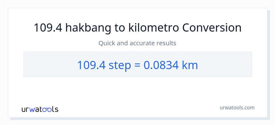 109.4 mga hakbang patungong Kilometro na conversion