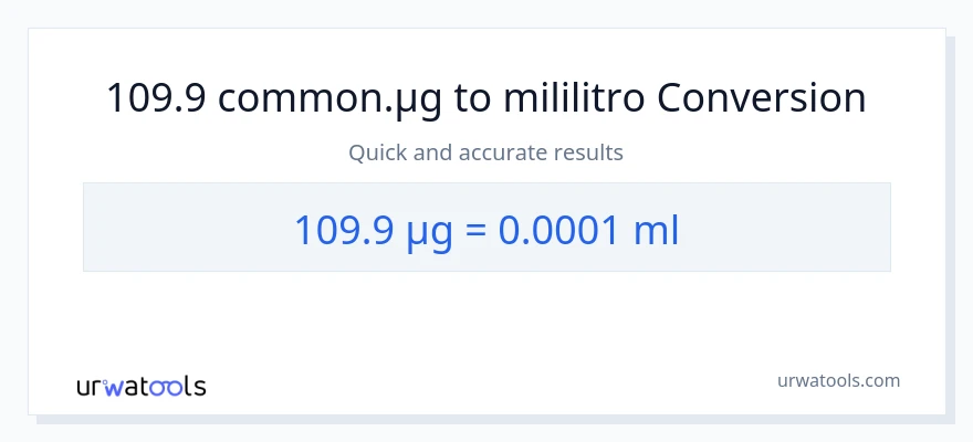 109.9 mga mikrogramo patungong mga mililitro na conversion