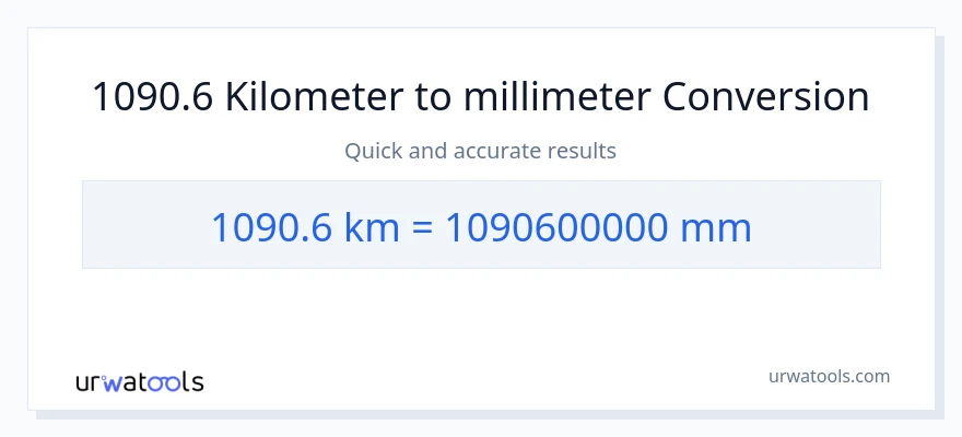 1090.6 Kilometers to millimeters conversion