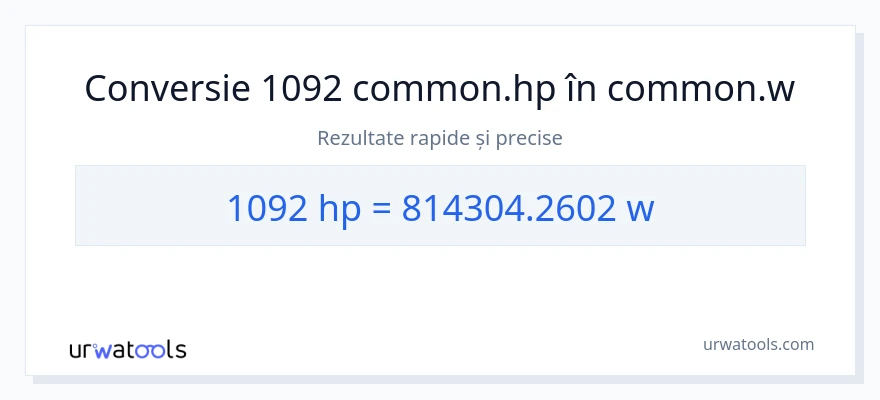 Conversie 1092 cai putere la wați