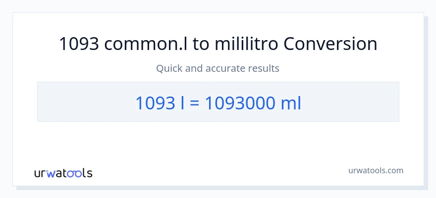 1093 Liters patungong mga mililitro na conversion