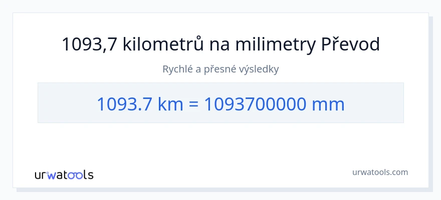 Konverze z kilometry na milimetry: 1093.7