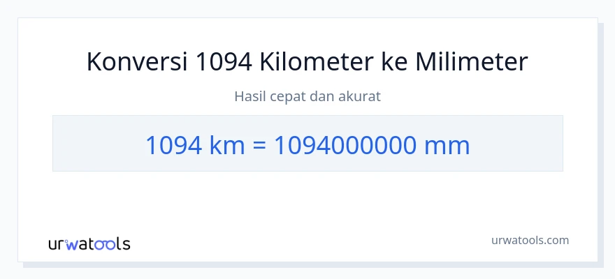 Konversi 1094 kilometer ke milimeter