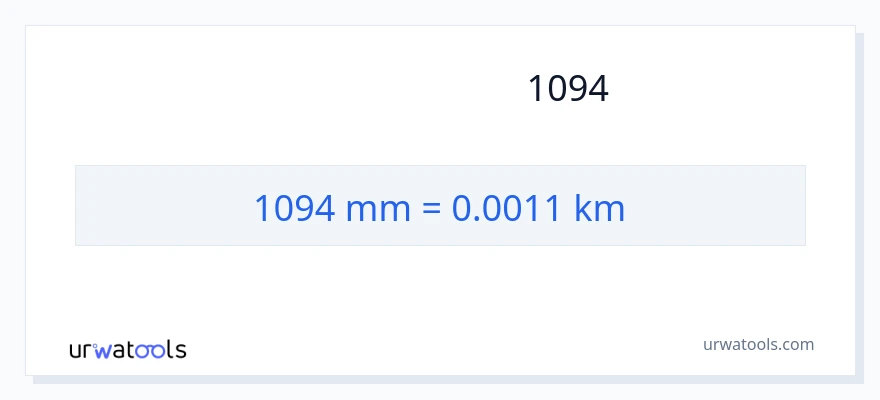 تبدیل 1094 میلی‌متر به کیلومتر