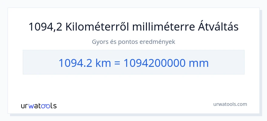 1094.2 kilométer - milliméter konverzió