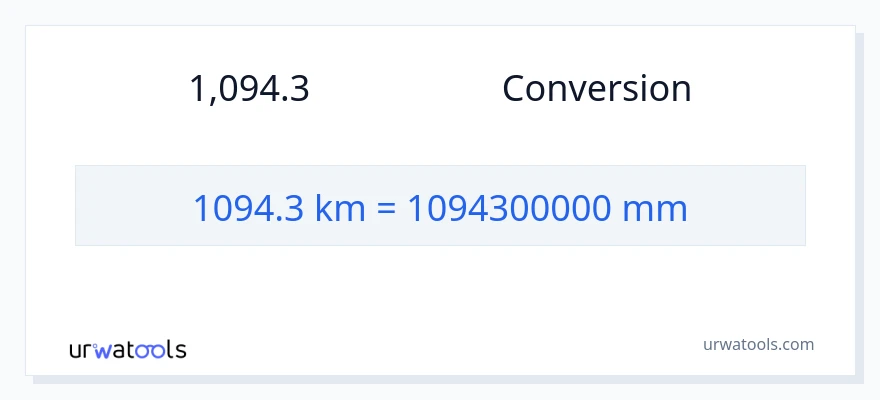 การแปลง 1094.3 กิโลเมตร เป็น มิลลิเมตร