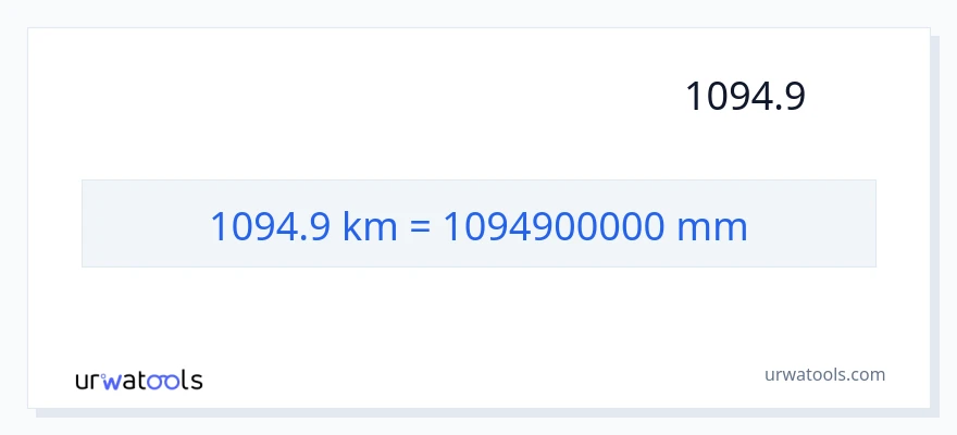 تبدیل 1094.9 کیلومتر به میلی‌متر