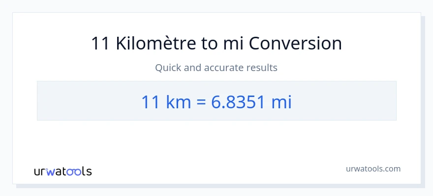 Conversion 11 Kilomètres vers kilomètres