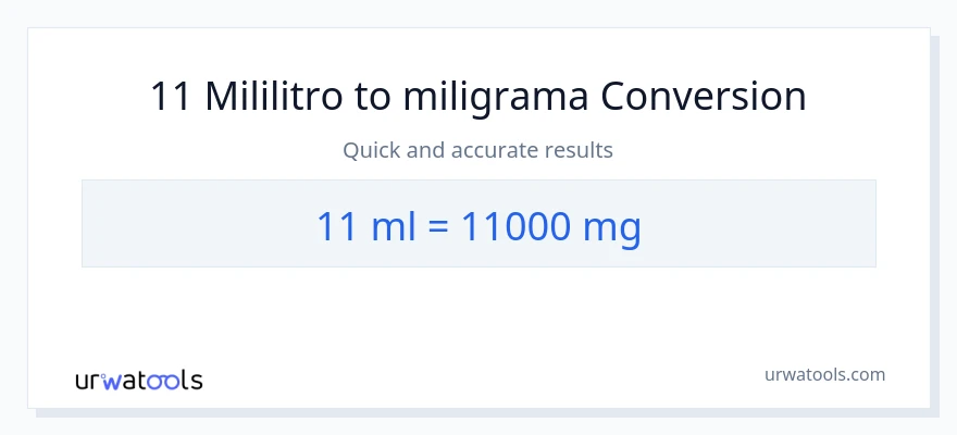 Conversão de 11 mililitros para miligramas