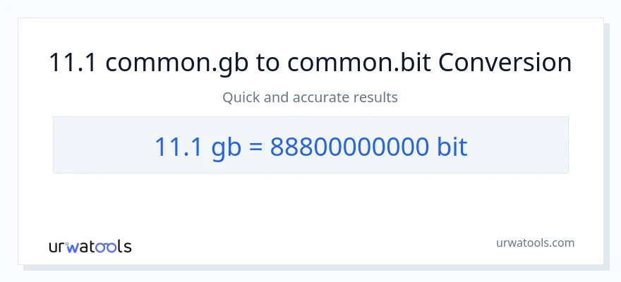 11.1 Gigabytes patungong Bits na conversion