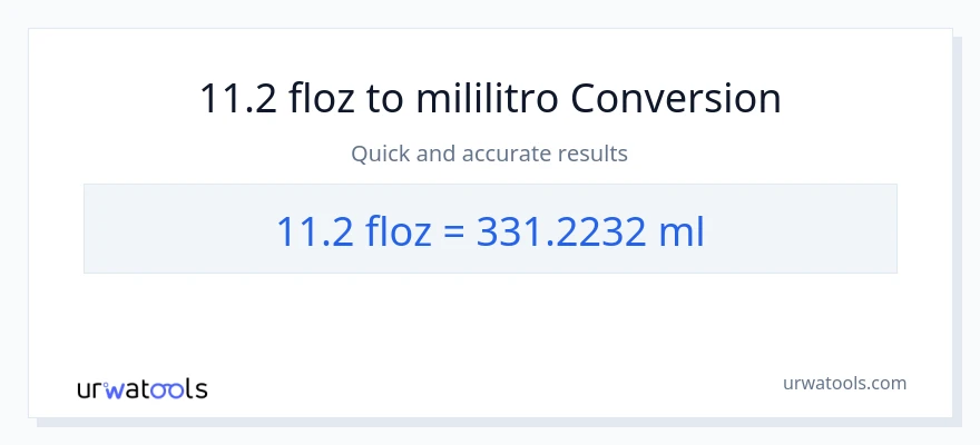 11.2 mga onsa ng likido patungong mga mililitro na conversion