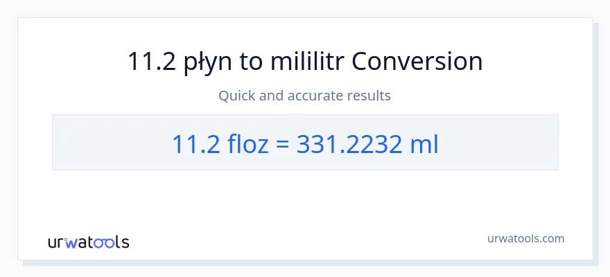 Konwersja 11.2 uncje płynu do mililitry