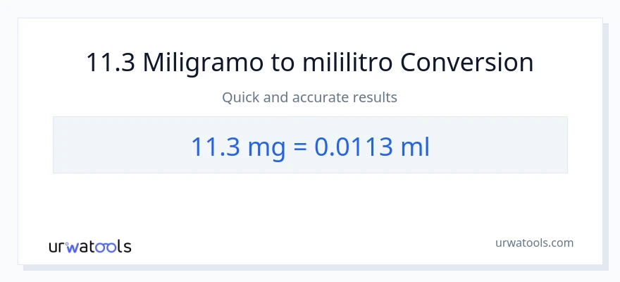 11.3 miligramo patungong mga mililitro na conversion