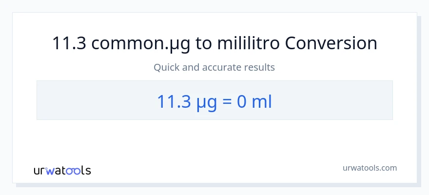 11.3 mga mikrogramo patungong mga mililitro na conversion