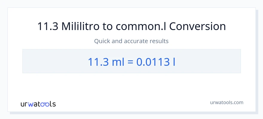 11.3 mga mililitro patungong Liters na conversion