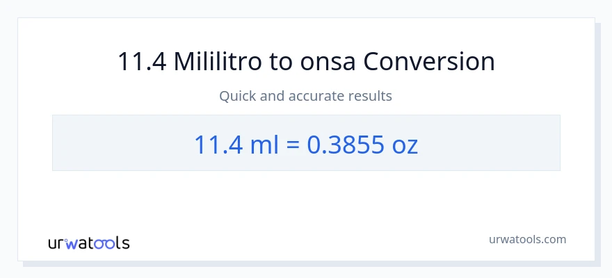 11.4 mga mililitro patungong Mga onsa na conversion