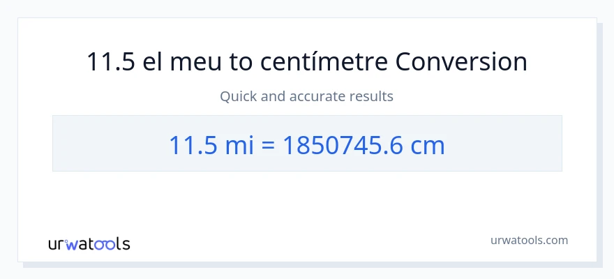 Conversió de 11.5 milles a Centímetres
