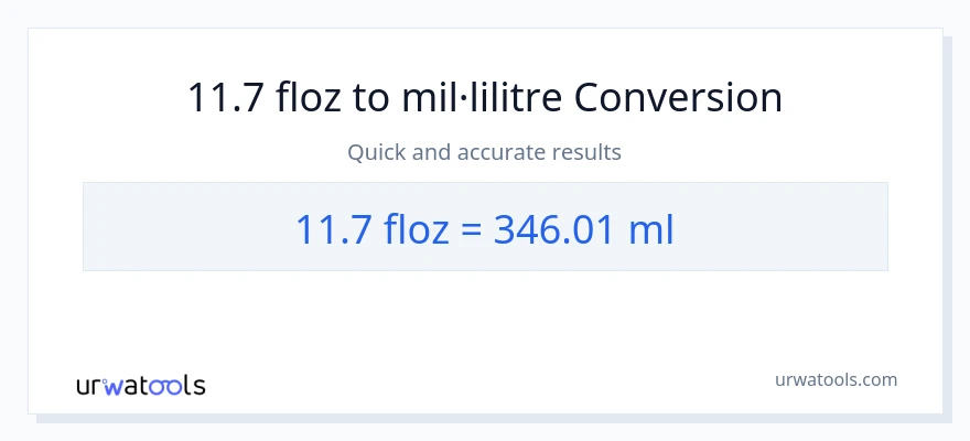 Conversió de 11.7 unces fluides a mil·lilitres