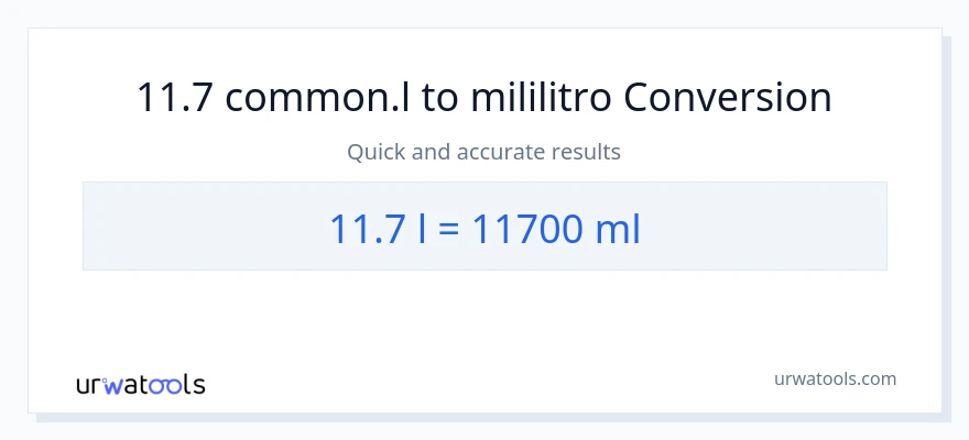 11.7 Liters patungong mga mililitro na conversion