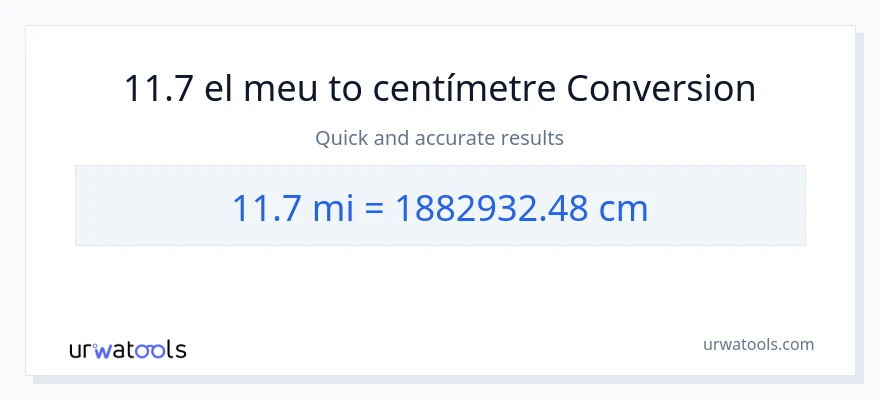 Conversió de 11.7 milles a Centímetres