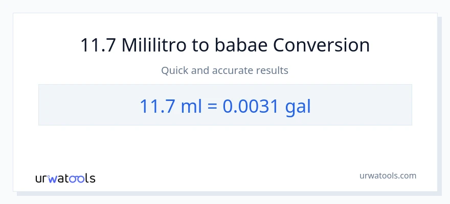 11.7 mga mililitro patungong Mga galon na conversion