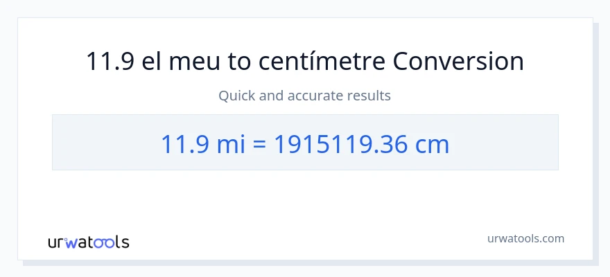 Conversió de 11.9 milles a Centímetres