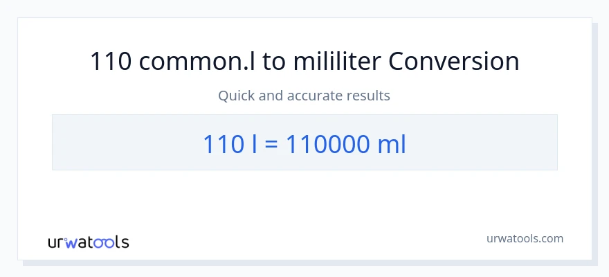 Konversi 110 Liters ke mililiter