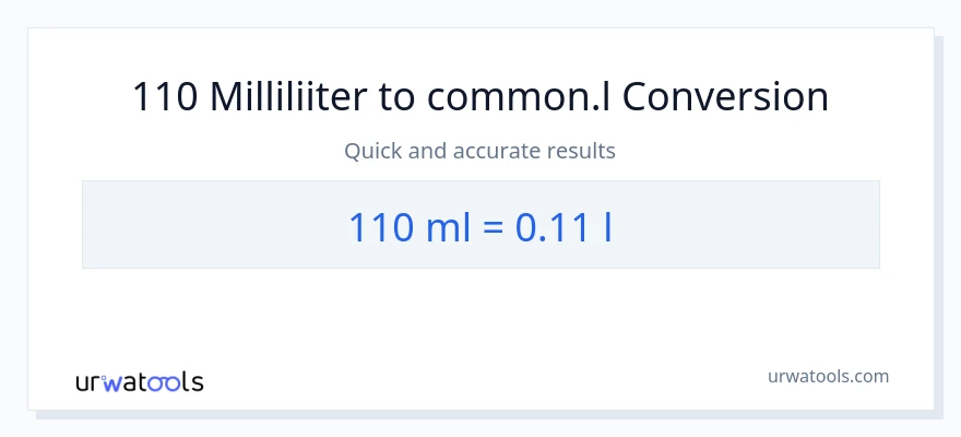 110 milliliitrid konversioon Liters-ks