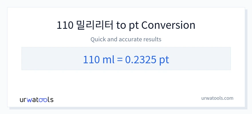 110 밀리리터에서 Pints으로의 변환