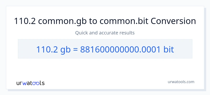 110.2 Gigabytes patungong Bits na conversion