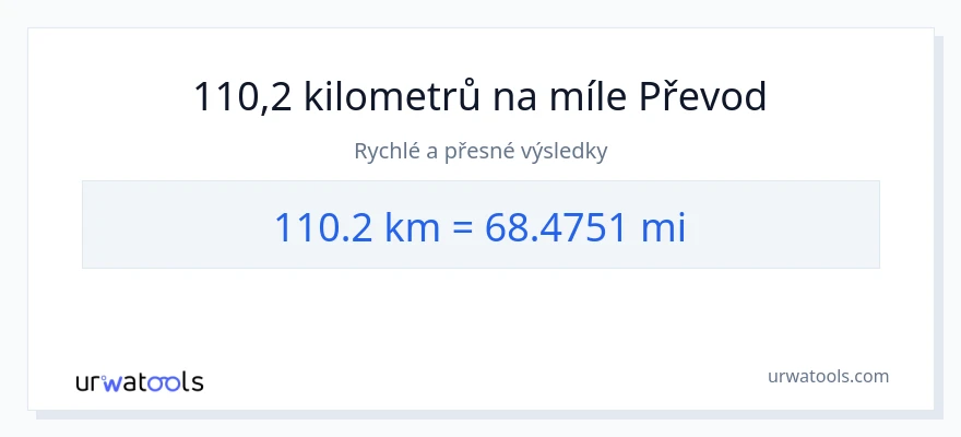 Konverze z kilometry na míle: 110.2