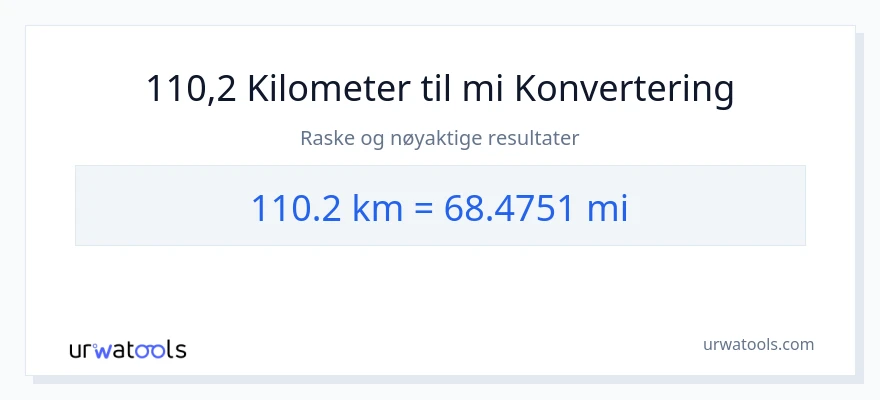 110.2 kilometer til miles konvertering