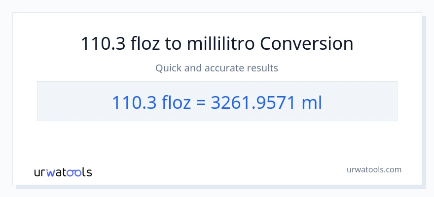 Conversione da 110.3 once fluide a millilitri