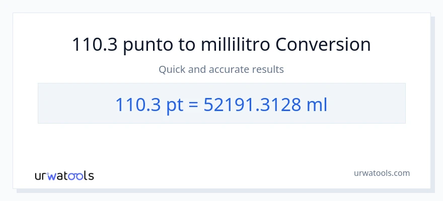 Conversione da 110.3 Pints a millilitri