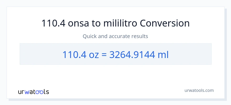 110.4 Mga onsa patungong mga mililitro na conversion