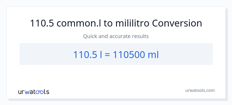 110.5 Liters patungong mga mililitro na conversion