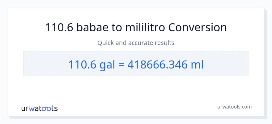 110.6 Mga galon patungong mga mililitro na conversion