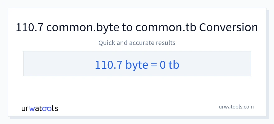 110.7 Bytes 到 Terabytes 轉換