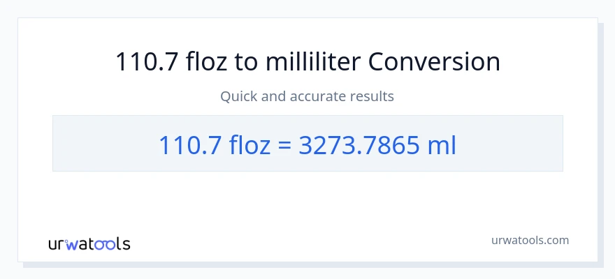 110.7 flydende ounces til milliliter konvertering
