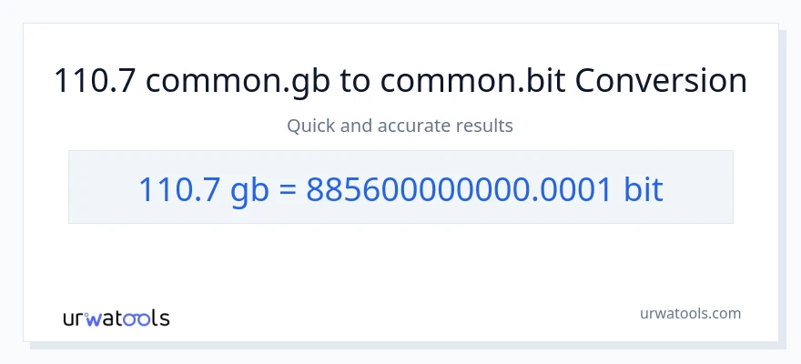 110.7 Gigabytes patungong Bits na conversion