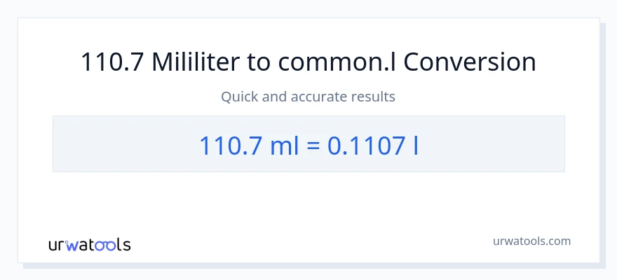 Penukaran 110.7 mililiter kepada Liters
