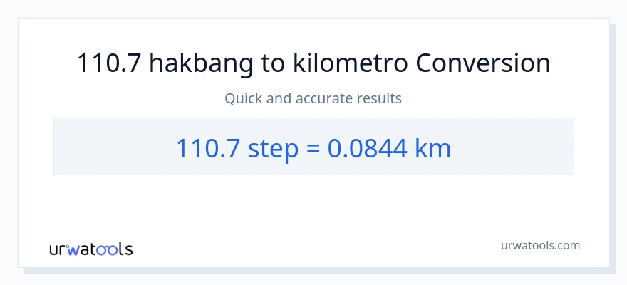 110.7 mga hakbang patungong Kilometro na conversion