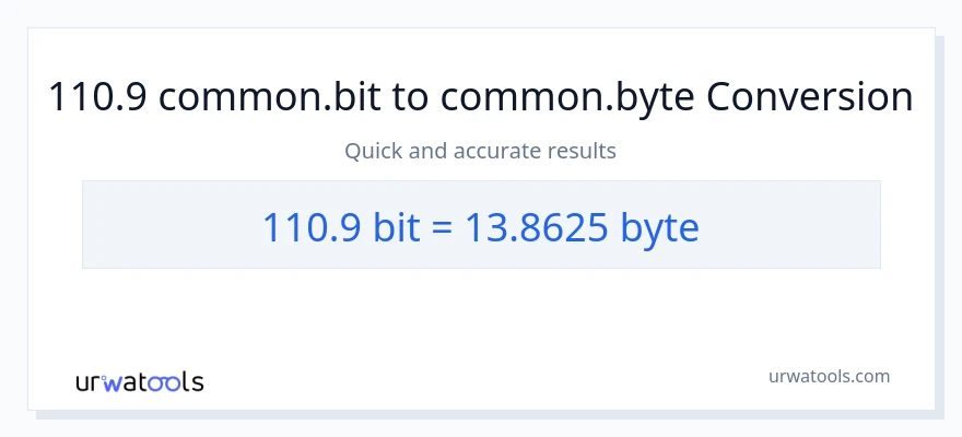 Konvertimi 110.9 Bits në Bytes