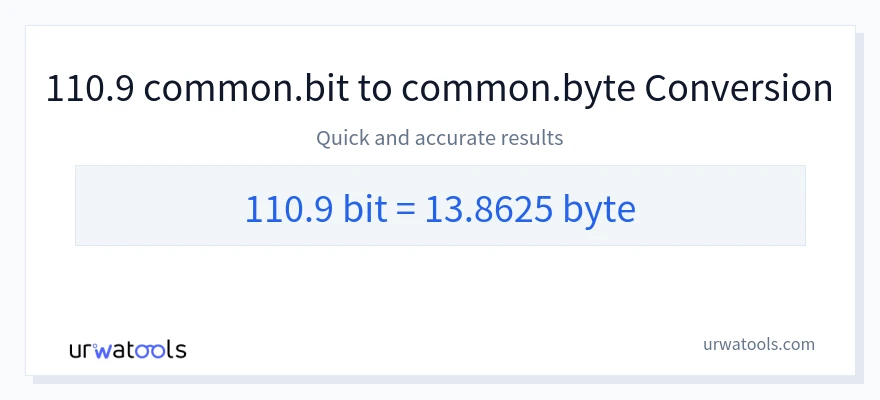 110.9 Bits 到 Bytes 轉換