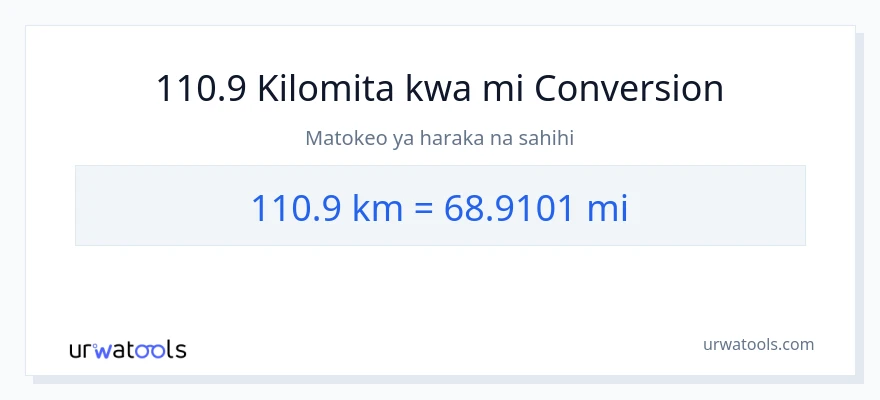 Ubadilishaji wa 110.9 kilomita hadi maili